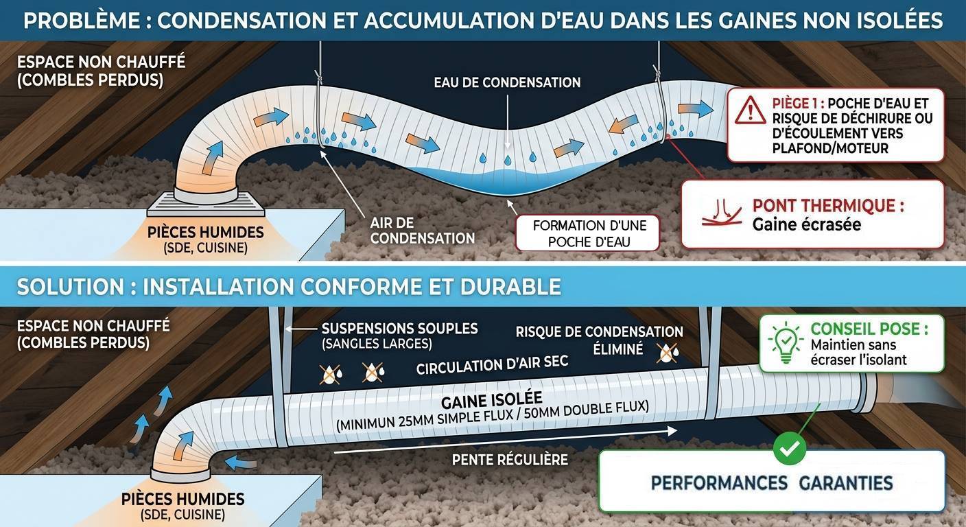 Condensation dans les combles sur gaine VMC