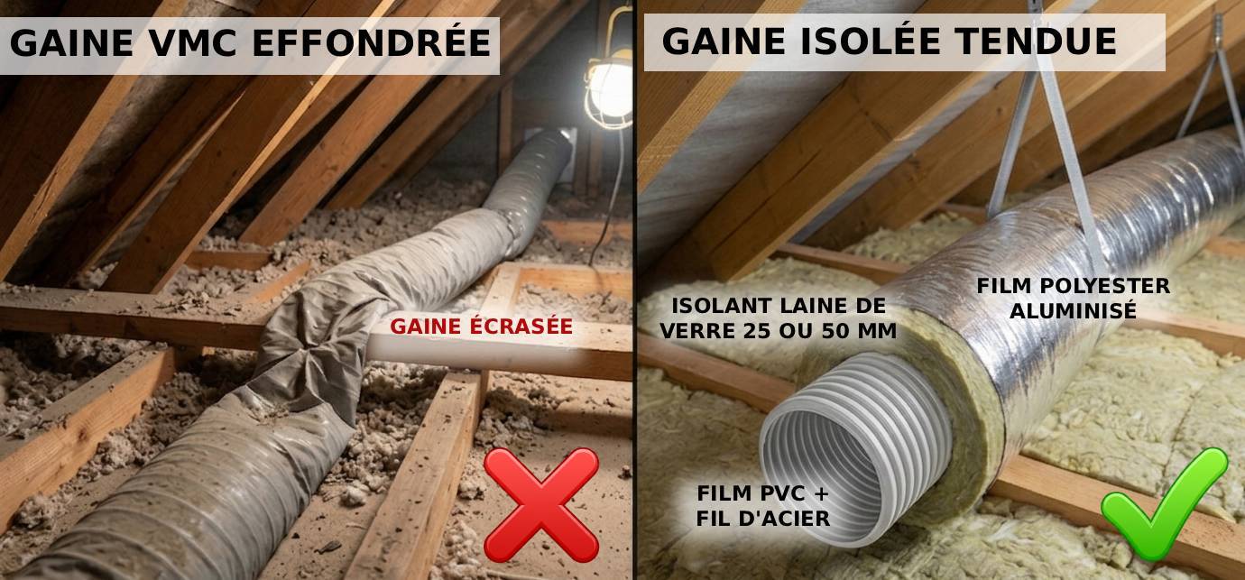 Gaine vmc effondrée et tendue