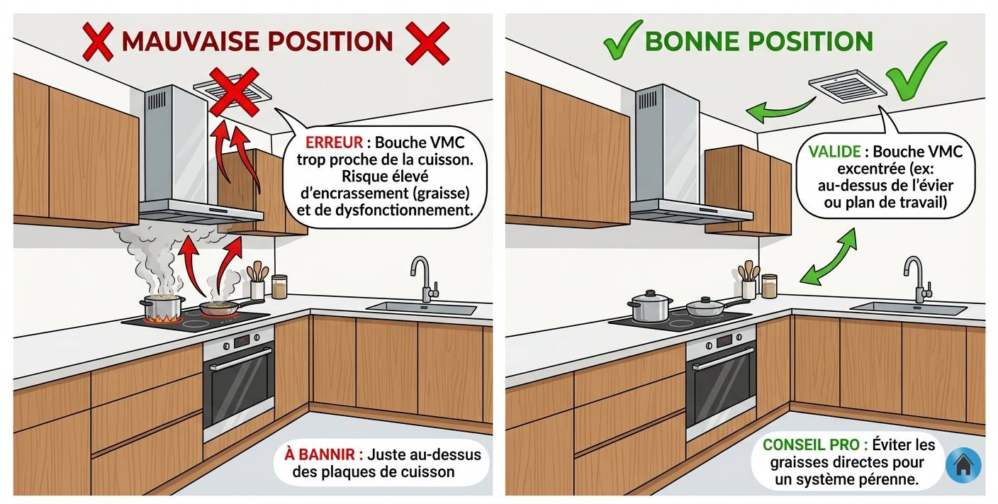Emplacement des bouches d'extraction d'air VMC